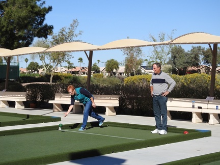 Chris playing bocce