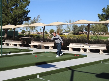 Bart playing bocce